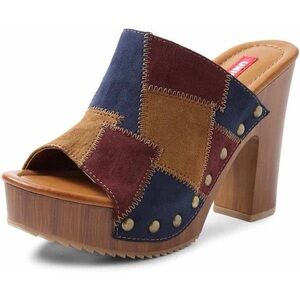 UNIONBAY Multicolor Patchwork Platform Mules